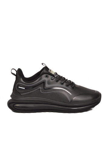Siyah Rahat Kalın Memory Foam Taban Erkek Yürüyüş ve Spor Ayakkabı Sneaker 25K Crazy