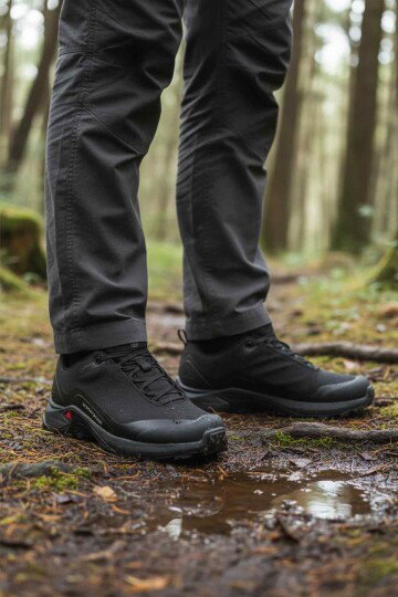 Siyah Su Geçirmez Kaymaz Tabanlı Erkek Outdoor Trekking Ayakkabı 110396A-1