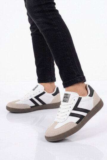 Beyaz-Siyah Bağcıklı Hafif Rahat Unisex Yürüyüş ve Spor Ayakkabı Sneaker 234750