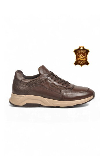 Kahve Hakiki Deri Bağcıklı Erkek Casual Sneaker Ayakkabı 272580