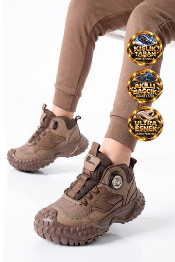 Kahve Akıllı Bağcıklı Kaymaz Tabanlı Erkek Çocuk Bot Outdoor BG-F-25018