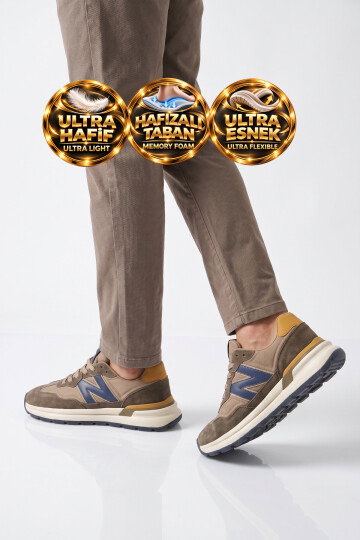 Bağcıklı Kalın Tabanlı Şık Rahat Memory Foam Kahve Erkek Casual Yürüyüş Ayakkabı Sneaker Draw 