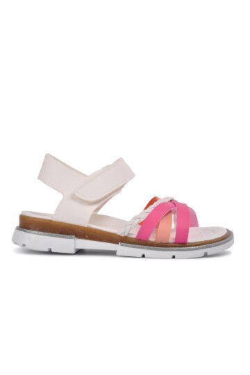 Beyaz Pembe Ortopedik Kız Çocuk Sandalet 001 P