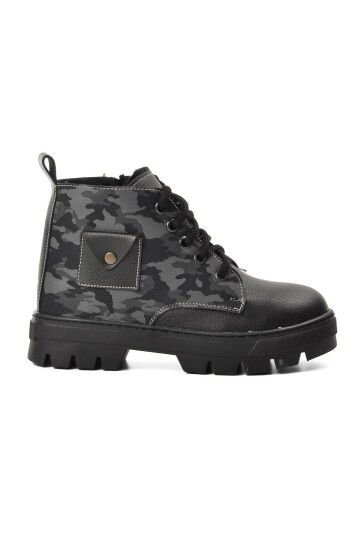 Black Camouflage Orthopedic Boys Boots 2301003 F
