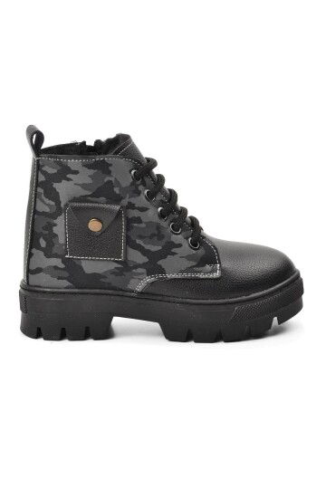 Black Camouflage Orthopedic Boys Boots 2301003 P