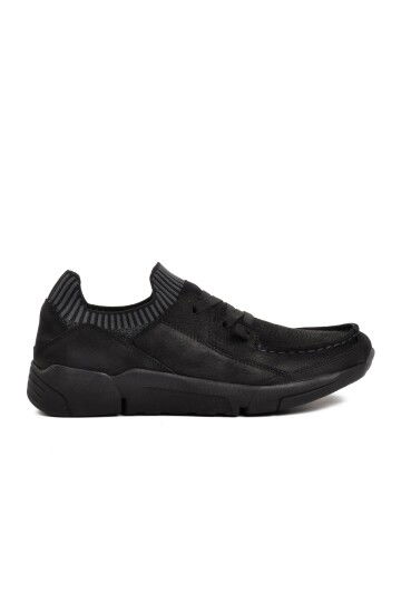 Black Nubuck Genuine Leather Mens Casual Shoes 23410 M