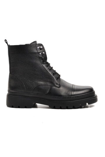 Black Genuine Leather Mens Boots 77184 M