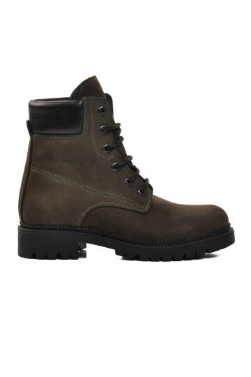 Khaki Fleece Genuine Leather Unisex Boots 90001-9