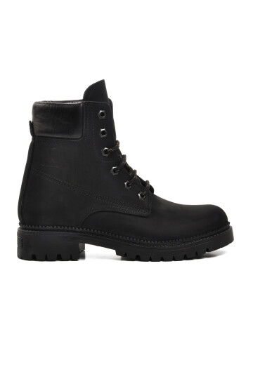 Black Nubuck Fleece Genuine Leather Unisex Boots 90001-9