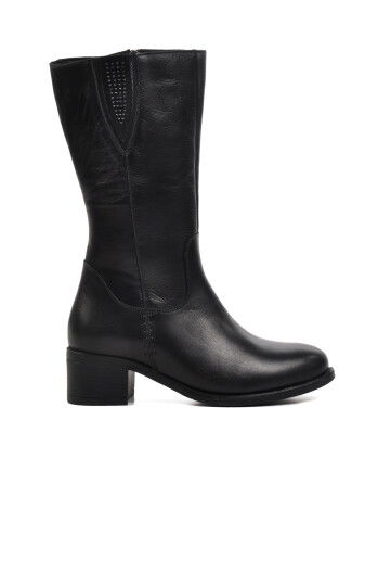 Black Genuine Leather Womens Boots 9289 Z