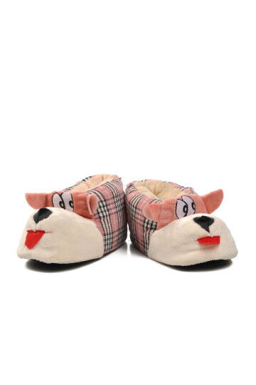 Pink-Beige Womens Slippers with Dogs G