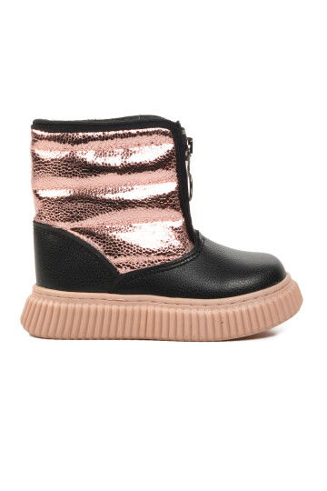 Black-Powder Faux Leather Baby Snow Boots Staye B