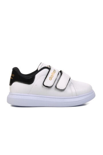 White-Black Patent Leather Kids Sneaker 072 F