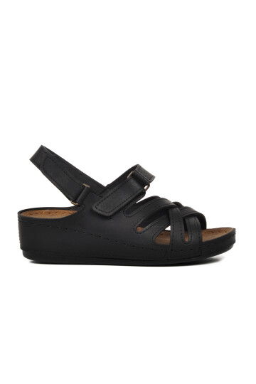Black Womens Flat Sandals 09-985 Z