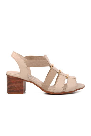 Beige Womens Heeled Sandals 1857227Y Z