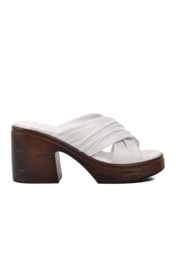 White Womens High Heel Slippers 523004 Z