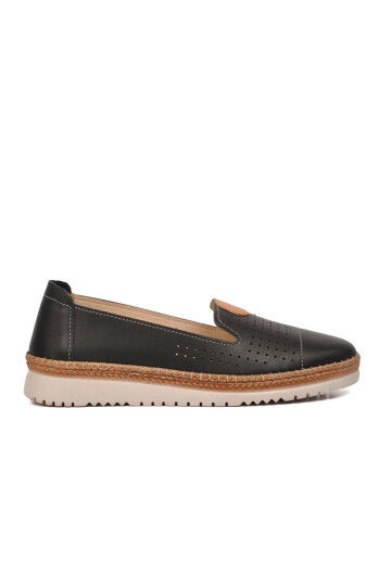 Black Genuine Leather Anatomic Womens Casual Shoes 574141 Z