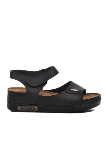 Black Womens Flat Sandals 07-109RR Z