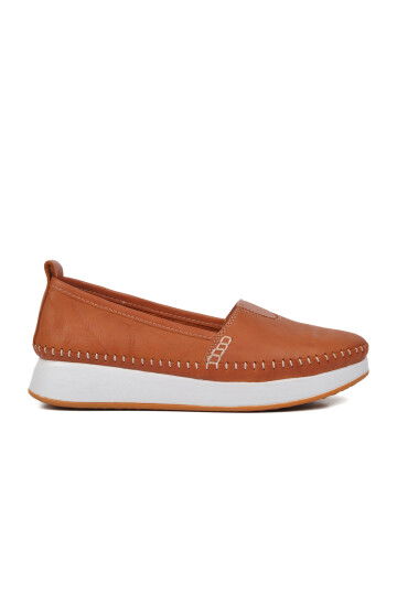 Tan Genuine Leather Anatomic Womens Casual Shoes 24075 Z