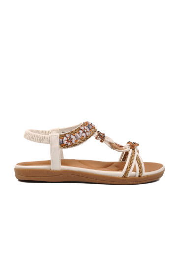 White Genuine Leather Womens Sandals 9636 Z
