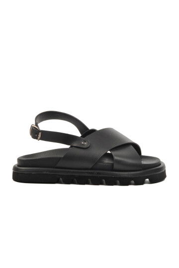 Black Womens Flat Sandals 150 Z
