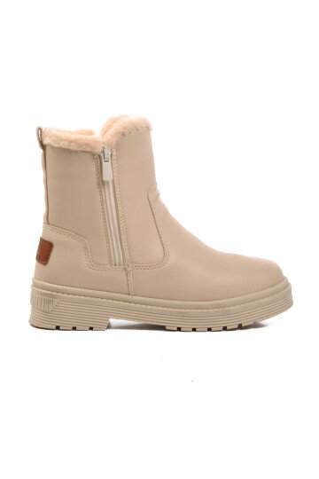 Beige Fur-lined Girls Boots 23003 F
