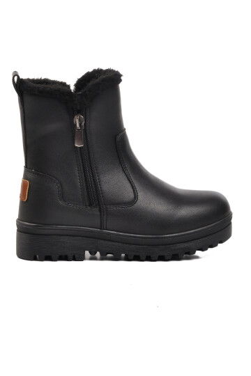Black Fur-lined Girls Boots 23003 F