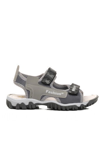 Gri Kamuflaj Ortopedik Erkek Çocuk Sandalet 24-410 F