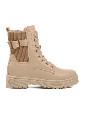 Beige Polar Fleece Girls Boots 24030 F