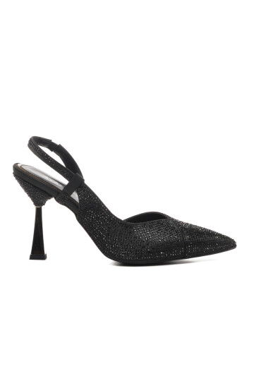 Black Thin Heeled Womens Evening Shoes 658209 Z
