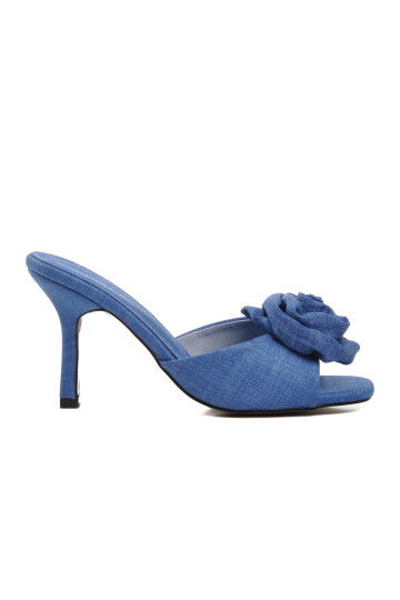 Blue Womens High-Heeled Slippers 670472 Z