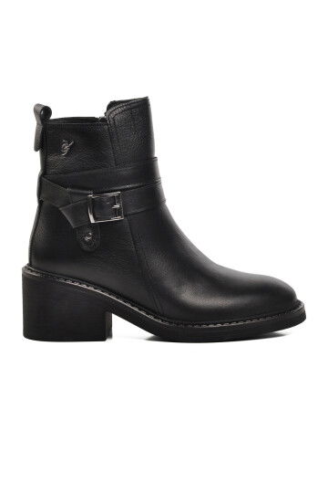 Black Genuine Leather Anatomical Womens Boots 9874 Z