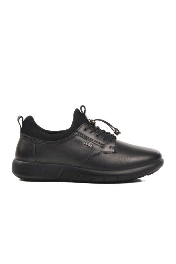 Black Orthopedic Genuine Leather Mens Casual Shoes 28607 M