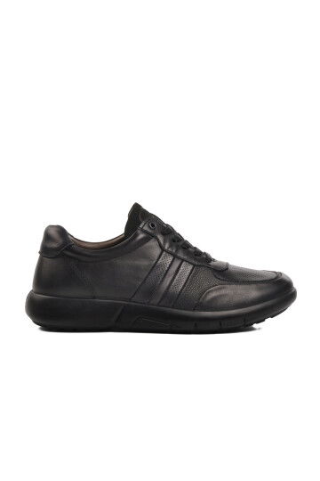 Black Genuine Leather Orthopedic Mens Casual Shoes 28797 M