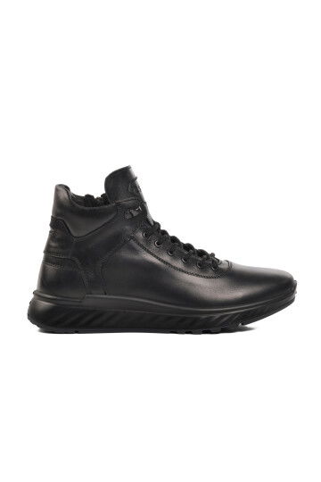 Black Genuine Leather Orthopedic Mens Boots 28866 M