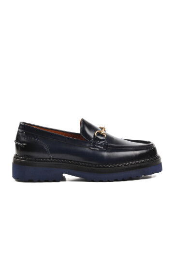 Navy Blue Pale Genuine Leather Mens Classic Shoes Premium 7710 M