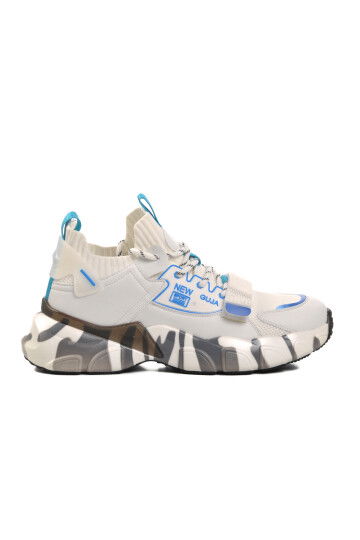 White Mesh Lightweight Flexible Mens Sneakers 24K573 M