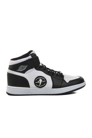 Black-White Mens Hi Sneaker Slogan Hı M