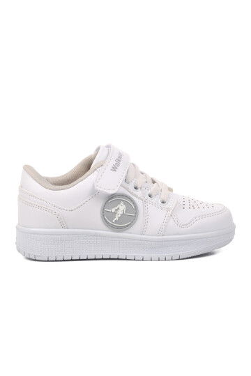 White-White Childrens Sneakers Slogan P
