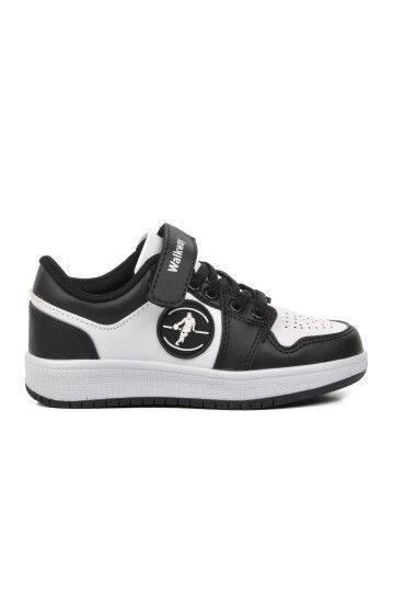 Black-White Childrens Sneakers Slogan P