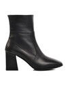Black Genuine Leather Womens High Heel Boots with Polar Fleece Inside DS-10 Z