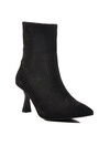 Black Suede Inside Polar Fleece Genuine Leather Womens High Heel Boots DS-60 Z