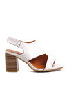 White Genuine Leather Womens Heeled Sandals 2108502Y Z