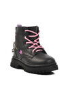 Black-Pink Polyurethane Girls Boots 1525 F