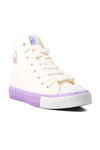 White Lilac Linen Ankle-Length Womens Sneakers BN-30726 Z