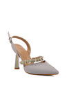 Silver Satin Womens Evening Shoes 544012 Z