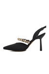 Black Satin Womens Evening Shoes 544012 Z