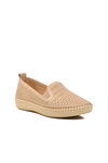 Beige Genuine Leather Anatomic Womens Casual Shoes 7232 Z