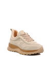 Beige Genuine Leather Womens Sneakers D1 Z