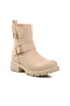 Beige Zippered Womens Boots 23010 Z